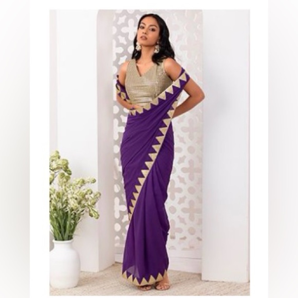 Purple and Gold Saree